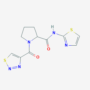 molecular formula C11H11N5O2S2 B7056765 1-(thiadiazole-4-carbonyl)-N-(1,3-thiazol-2-yl)pyrrolidine-2-carboxamide 