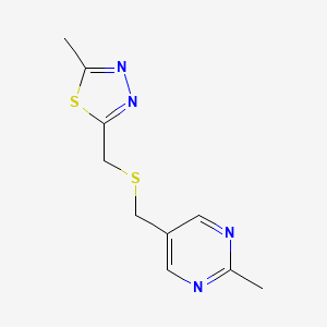 molecular formula C10H12N4S2 B7056873 2-Methyl-5-[(2-methylpyrimidin-5-yl)methylsulfanylmethyl]-1,3,4-thiadiazole 