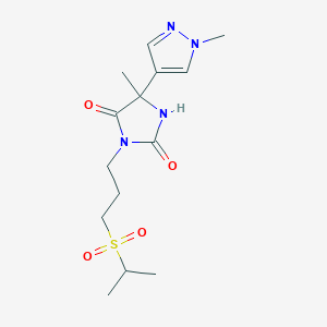 5-Methyl-5-(1-methylpyrazol-4-yl)-3-(3-propan-2-ylsulfonylpropyl)imidazolidine-2,4-dione