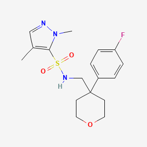 N-[[4-(4-fluorophenyl)oxan-4-yl]methyl]-2,4-dimethylpyrazole-3-sulfonamide