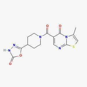 5-[1-(3-methyl-5-oxo-[1,3]thiazolo[3,2-a]pyrimidine-6-carbonyl)piperidin-4-yl]-3H-1,3,4-oxadiazol-2-one