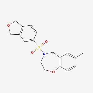 molecular formula C18H19NO4S B7057211 4-(1,3-dihydro-2-benzofuran-5-ylsulfonyl)-7-methyl-3,5-dihydro-2H-1,4-benzoxazepine 