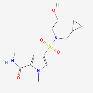 molecular formula C12H19N3O4S B7057225 4-[Cyclopropylmethyl(2-hydroxyethyl)sulfamoyl]-1-methylpyrrole-2-carboxamide 