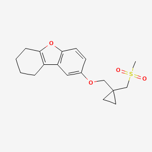 molecular formula C18H22O4S B7057260 8-[[1-(Methylsulfonylmethyl)cyclopropyl]methoxy]-1,2,3,4-tetrahydrodibenzofuran 