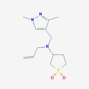 molecular formula C13H21N3O2S B7057265 N-[(1,3-dimethylpyrazol-4-yl)methyl]-1,1-dioxo-N-prop-2-enylthiolan-3-amine 