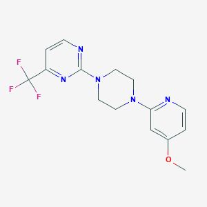 molecular formula C15H16F3N5O B7057299 2-[4-(4-Methoxypyridin-2-yl)piperazin-1-yl]-4-(trifluoromethyl)pyrimidine 