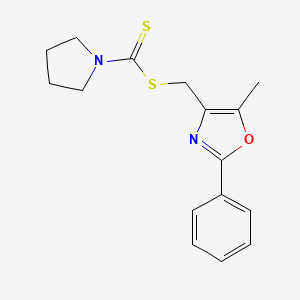 molecular formula C16H18N2OS2 B7057321 (5-Methyl-2-phenyl-1,3-oxazol-4-yl)methyl pyrrolidine-1-carbodithioate 