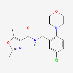 molecular formula C17H20ClN3O3 B7057339 N-[(5-chloro-2-morpholin-4-ylphenyl)methyl]-2,5-dimethyl-1,3-oxazole-4-carboxamide 