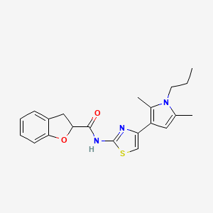 molecular formula C21H23N3O2S B7057364 N-[4-(2,5-dimethyl-1-propylpyrrol-3-yl)-1,3-thiazol-2-yl]-2,3-dihydro-1-benzofuran-2-carboxamide 