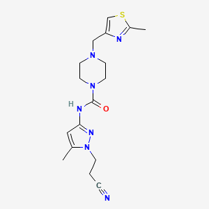 N-[1-(2-cyanoethyl)-5-methylpyrazol-3-yl]-4-[(2-methyl-1,3-thiazol-4-yl)methyl]piperazine-1-carboxamide