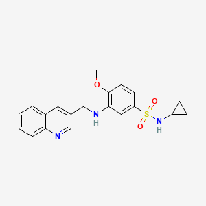 molecular formula C20H21N3O3S B7057415 N-cyclopropyl-4-methoxy-3-(quinolin-3-ylmethylamino)benzenesulfonamide 