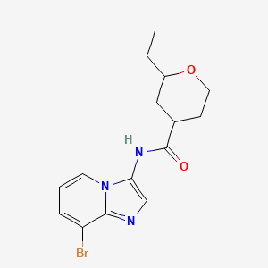 N-(8-bromoimidazo[1,2-a]pyridin-3-yl)-2-ethyloxane-4-carboxamide