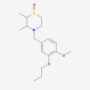 molecular formula C17H27NO3S B7057676 4-[(4-Methoxy-3-propoxyphenyl)methyl]-2,3-dimethyl-1,4-thiazinane 1-oxide 