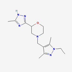 molecular formula C15H24N6O B7057691 4-[(1-ethyl-3,5-dimethylpyrazol-4-yl)methyl]-2-(5-methyl-1H-1,2,4-triazol-3-yl)morpholine 