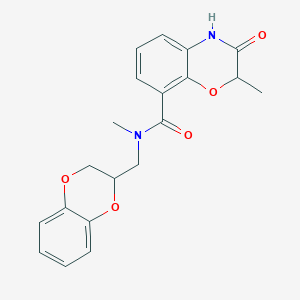 molecular formula C20H20N2O5 B7057697 N-(2,3-dihydro-1,4-benzodioxin-3-ylmethyl)-N,2-dimethyl-3-oxo-4H-1,4-benzoxazine-8-carboxamide 