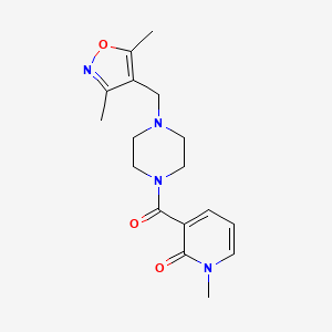 3-[4-[(3,5-Dimethyl-1,2-oxazol-4-yl)methyl]piperazine-1-carbonyl]-1-methylpyridin-2-one