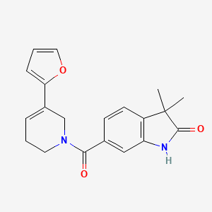 6-[5-(furan-2-yl)-3,6-dihydro-2H-pyridine-1-carbonyl]-3,3-dimethyl-1H-indol-2-one