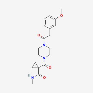 molecular formula C19H25N3O4 B7057748 1-[4-[2-(3-methoxyphenyl)acetyl]piperazine-1-carbonyl]-N-methylcyclopropane-1-carboxamide 