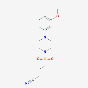 molecular formula C15H21N3O3S B7057752 4-[4-(3-Methoxyphenyl)piperazin-1-yl]sulfonylbutanenitrile 