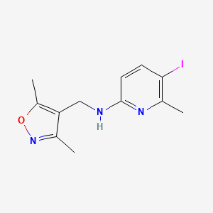 molecular formula C12H14IN3O B7057797 N-[(3,5-dimethyl-1,2-oxazol-4-yl)methyl]-5-iodo-6-methylpyridin-2-amine 