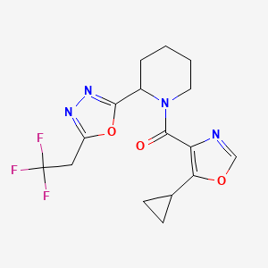 (5-Cyclopropyl-1,3-oxazol-4-yl)-[2-[5-(2,2,2-trifluoroethyl)-1,3,4-oxadiazol-2-yl]piperidin-1-yl]methanone