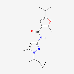 N-[1-(1-cyclopropylethyl)-5-methylpyrazol-3-yl]-2-methyl-5-propan-2-ylfuran-3-carboxamide