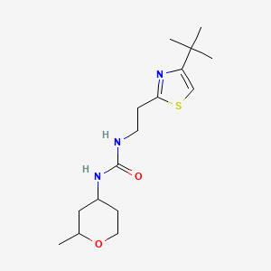 molecular formula C16H27N3O2S B7057835 1-[2-(4-Tert-butyl-1,3-thiazol-2-yl)ethyl]-3-(2-methyloxan-4-yl)urea 