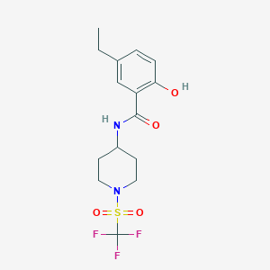 molecular formula C15H19F3N2O4S B7057859 5-ethyl-2-hydroxy-N-[1-(trifluoromethylsulfonyl)piperidin-4-yl]benzamide 