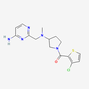 molecular formula C15H18ClN5OS B7057874 [3-[(4-Aminopyrimidin-2-yl)methyl-methylamino]pyrrolidin-1-yl]-(3-chlorothiophen-2-yl)methanone 