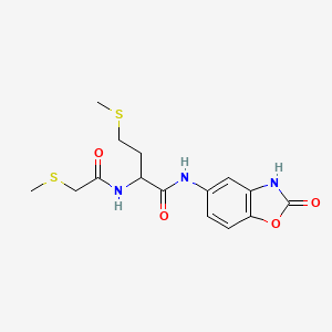 4-methylsulfanyl-2-[(2-methylsulfanylacetyl)amino]-N-(2-oxo-3H-1,3-benzoxazol-5-yl)butanamide