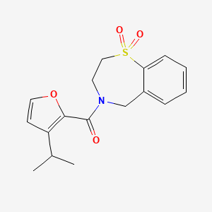 (1,1-dioxo-3,5-dihydro-2H-1lambda6,4-benzothiazepin-4-yl)-(3-propan-2-ylfuran-2-yl)methanone