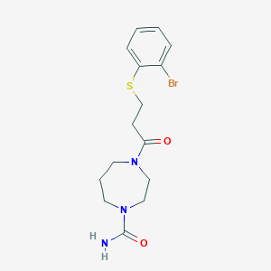 molecular formula C15H20BrN3O2S B7057909 4-[3-(2-Bromophenyl)sulfanylpropanoyl]-1,4-diazepane-1-carboxamide 