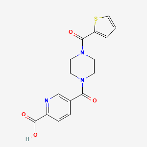 molecular formula C16H15N3O4S B7057918 5-[4-(Thiophene-2-carbonyl)piperazine-1-carbonyl]pyridine-2-carboxylic acid 