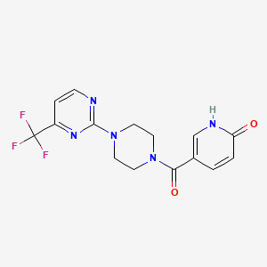 molecular formula C15H14F3N5O2 B7057943 5-[4-[4-(trifluoromethyl)pyrimidin-2-yl]piperazine-1-carbonyl]-1H-pyridin-2-one 