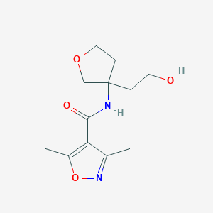 molecular formula C12H18N2O4 B7058078 N-[3-(2-hydroxyethyl)oxolan-3-yl]-3,5-dimethyl-1,2-oxazole-4-carboxamide 