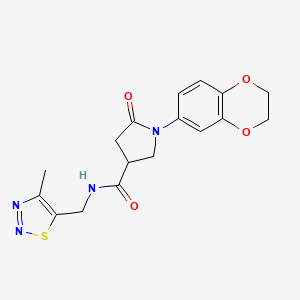 1-(2,3-dihydro-1,4-benzodioxin-6-yl)-N-[(4-methylthiadiazol-5-yl)methyl]-5-oxopyrrolidine-3-carboxamide