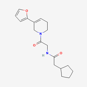 2-cyclopentyl-N-[2-[5-(furan-2-yl)-3,6-dihydro-2H-pyridin-1-yl]-2-oxoethyl]acetamide