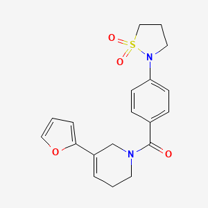 molecular formula C19H20N2O4S B7058116 [4-(1,1-dioxo-1,2-thiazolidin-2-yl)phenyl]-[5-(furan-2-yl)-3,6-dihydro-2H-pyridin-1-yl]methanone 