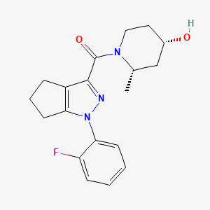 molecular formula C19H22FN3O2 B7058123 [1-(2-fluorophenyl)-5,6-dihydro-4H-cyclopenta[c]pyrazol-3-yl]-[(2S,4S)-4-hydroxy-2-methylpiperidin-1-yl]methanone 