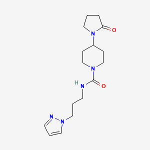 molecular formula C16H25N5O2 B7058149 4-(2-oxopyrrolidin-1-yl)-N-(3-pyrazol-1-ylpropyl)piperidine-1-carboxamide 