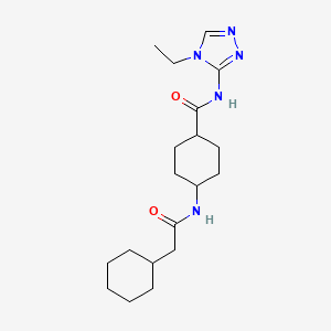 molecular formula C19H31N5O2 B7058171 4-[(2-cyclohexylacetyl)amino]-N-(4-ethyl-1,2,4-triazol-3-yl)cyclohexane-1-carboxamide 