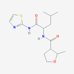 molecular formula C15H23N3O3S B7058203 2-methyl-N-[4-methyl-1-oxo-1-(1,3-thiazol-2-ylamino)pentan-2-yl]oxolane-3-carboxamide 