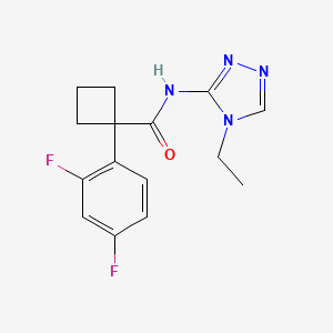 molecular formula C15H16F2N4O B7058207 1-(2,4-difluorophenyl)-N-(4-ethyl-1,2,4-triazol-3-yl)cyclobutane-1-carboxamide 