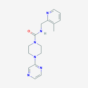 molecular formula C16H20N6O B7058219 N-[(3-methylpyridin-2-yl)methyl]-4-pyrazin-2-ylpiperazine-1-carboxamide 