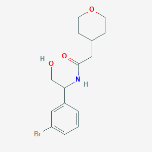 N-[1-(3-bromophenyl)-2-hydroxyethyl]-2-(oxan-4-yl)acetamide