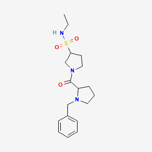 molecular formula C18H27N3O3S B7058352 1-(1-benzylpyrrolidine-2-carbonyl)-N-ethylpyrrolidine-3-sulfonamide 