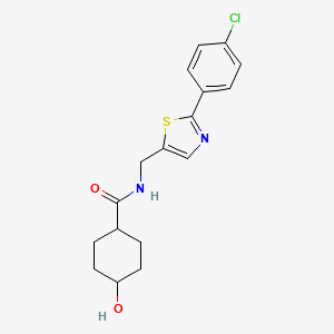 molecular formula C17H19ClN2O2S B7058411 N-[[2-(4-chlorophenyl)-1,3-thiazol-5-yl]methyl]-4-hydroxycyclohexane-1-carboxamide 