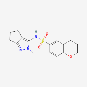 N-(2-methyl-5,6-dihydro-4H-cyclopenta[c]pyrazol-3-yl)-3,4-dihydro-2H-chromene-6-sulfonamide