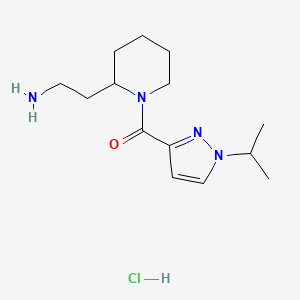 molecular formula C14H25ClN4O B7058486 [2-(2-Aminoethyl)piperidin-1-yl]-(1-propan-2-ylpyrazol-3-yl)methanone;hydrochloride 