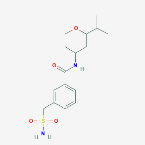 molecular formula C16H24N2O4S B7058524 N-(2-propan-2-yloxan-4-yl)-3-(sulfamoylmethyl)benzamide 